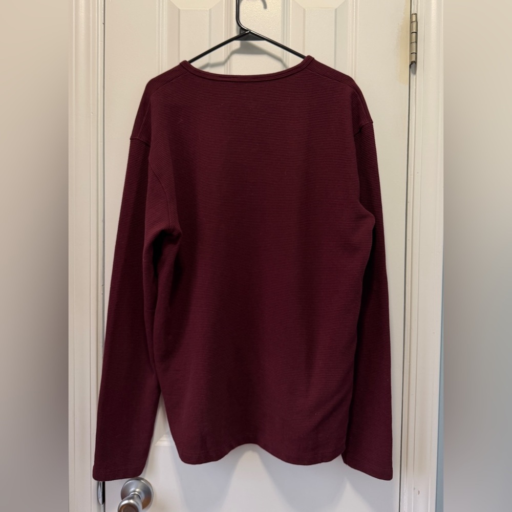 Hedge Men's Pullover Maroon Long Sleeve Shirt Size - Picture 4 of 9